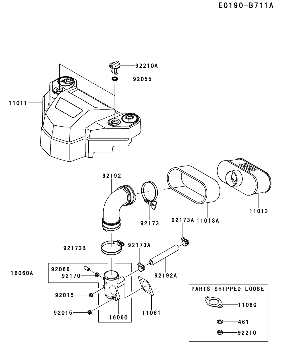 Fs541v-Ds37 Air Filter And Muffler Diagram and Parts List for FS541V-DS37  Cub Cadet Engine